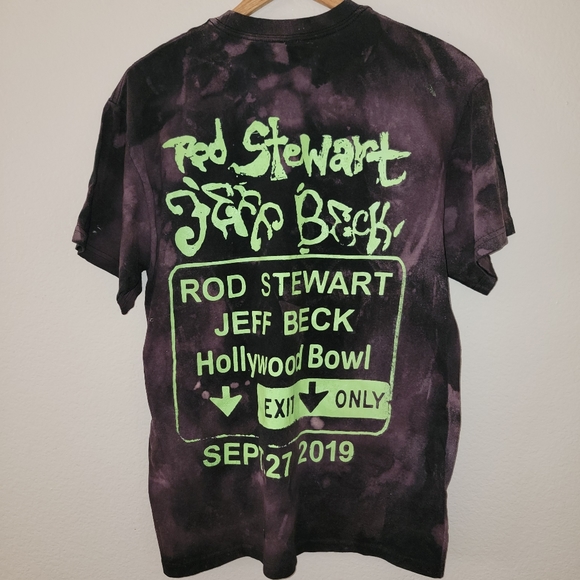 2019 Rod Stewart Jeff Beck Hollywood Bowl T-Shirt Thrashed Tie Dye texture print - Picture 3 of 5